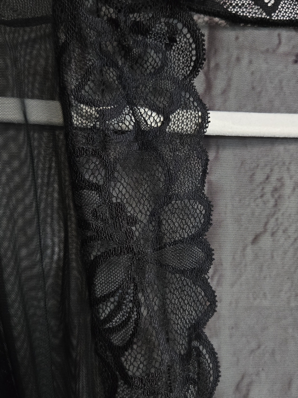 Frederick’s Sheer Lace Robe 2X Black Belted Intimate Open Front Sultry Lingerie - Picture 4 of 7